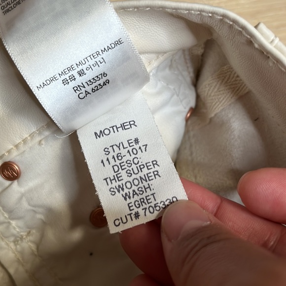 NEW MOTHER Faux Leather The Super Swooner in Wax On, Wax Off Egret, SIZE 23 0828 - Picture 10 of 10